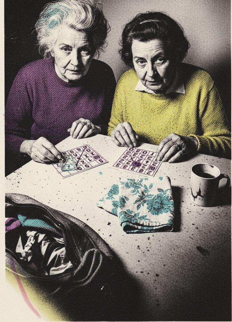 Agnes Marking Her Card — print by Anya Pietrowski — MODULAR · 13 × 18 cm limited edition of 10