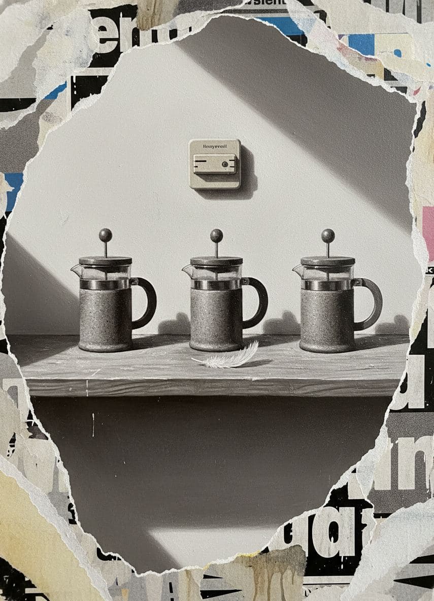 Arranging the Stoneware — collage by Irmela Bechmann — MODULAR · a one-of-a-kind original