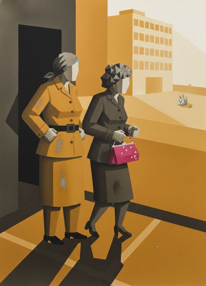 Asphalt Lot with Pink Bag — abstract work by Viktor Eklund — MODULAR · a one-of-a-kind original