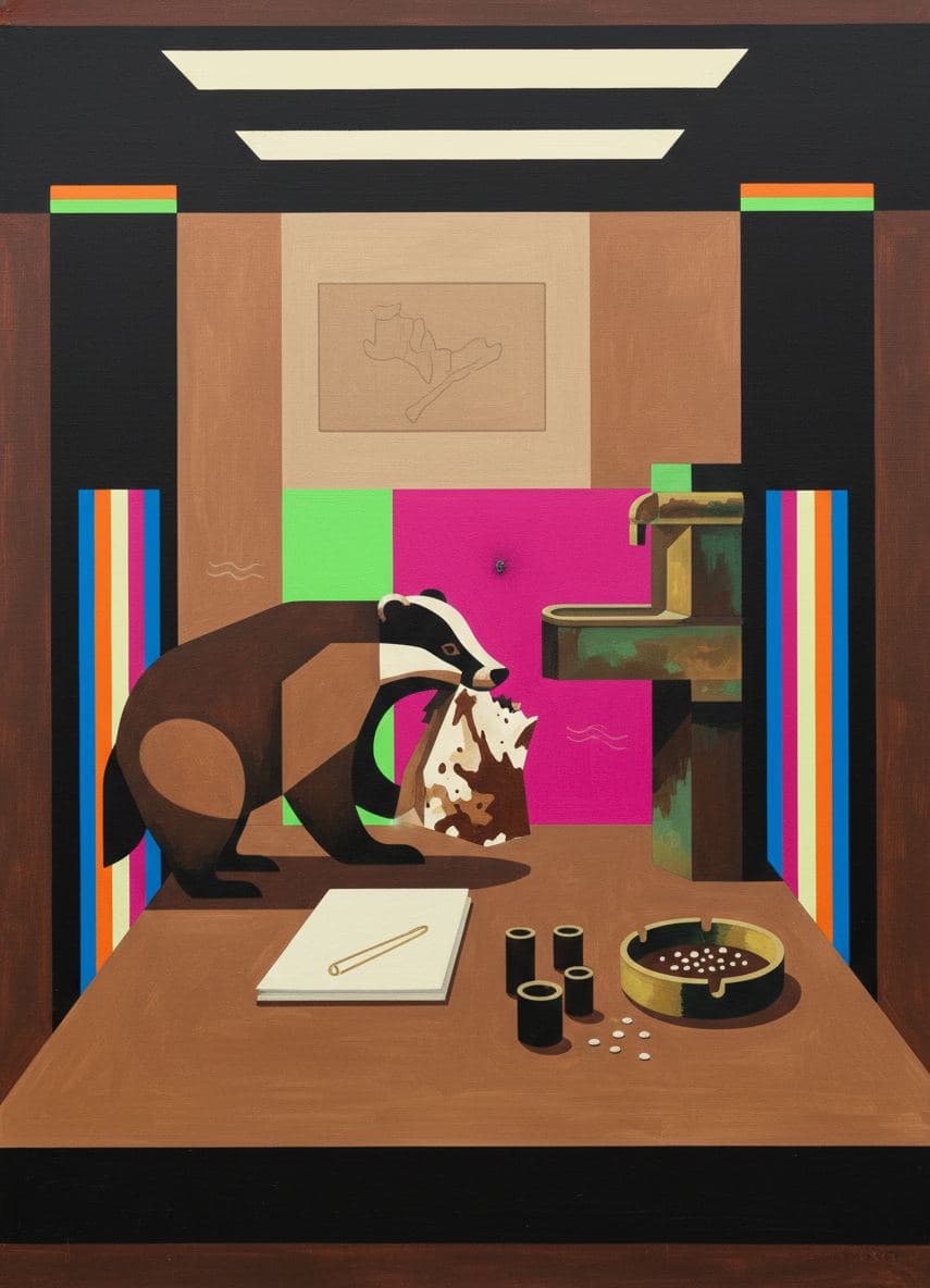 Badger with a Paper Bag — abstract work by Viktor Eklund — MODULAR · a one-of-a-kind original