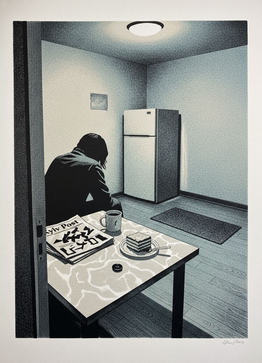 Breakroom Table and Cake — print by Hilda Prosser — MODULAR · a one-of-a-kind original