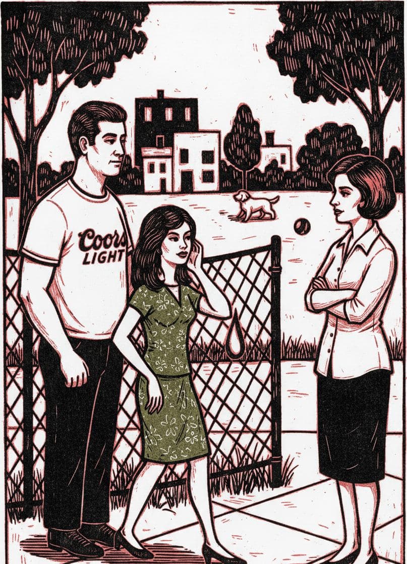 Brenda Watches the Park — print by Hilda Prosser — MODULAR · 13 × 18 cm limited edition of 10