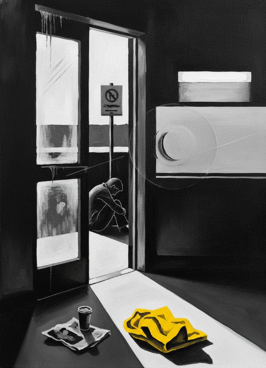 Bus Stop with a Wet Poncho — abstract work by Viktor Eklund — MODULAR · a one-of-a-kind original