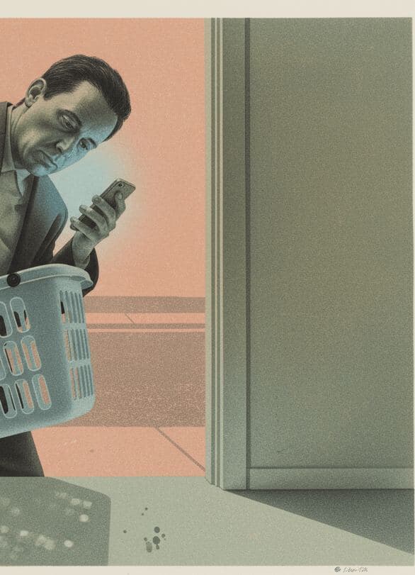 Carrying the Wet Laundry — print by Hilda Prosser — MODULAR · 13 × 18 cm limited edition of 10
