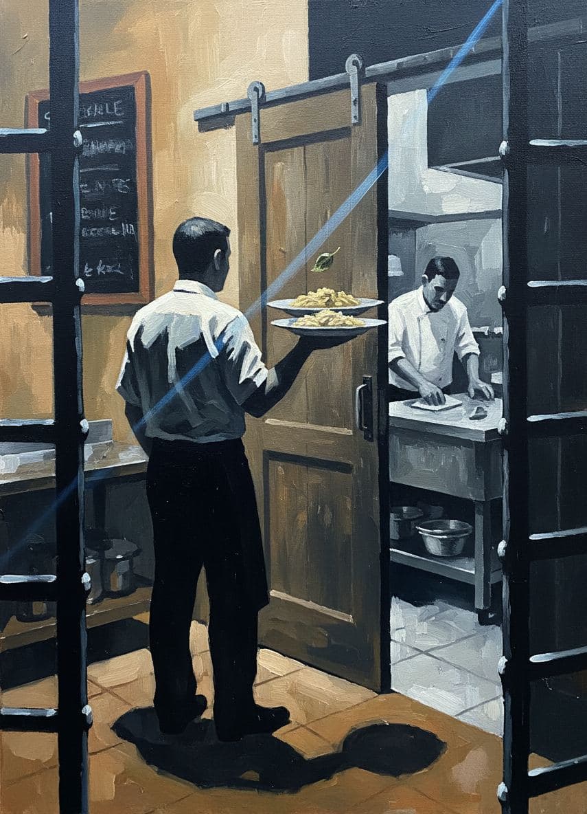 Carrying Three Plates — abstract work by Viktor Eklund — MODULAR · a one-of-a-kind original