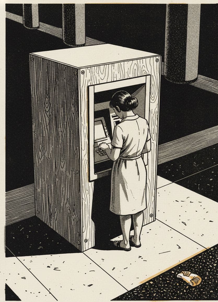 Cash Machine in the Corner — print by Hilda Prosser — MODULAR · a one-of-a-kind original