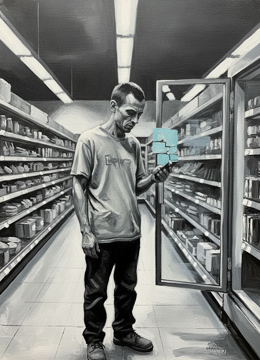 Checking the Nokia — abstract work by Viktor Eklund — MODULAR · a one-of-a-kind original