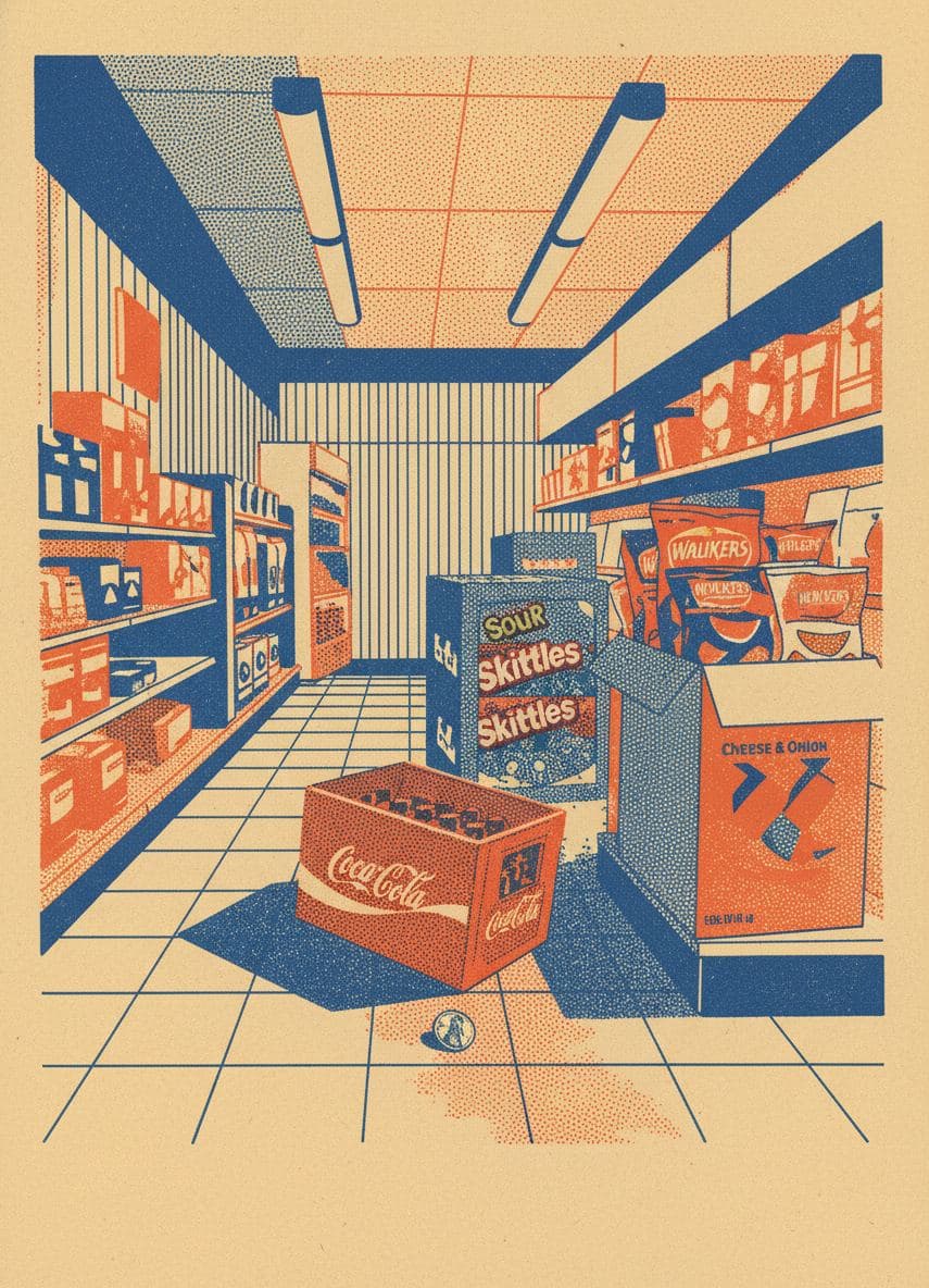 Daily Stop Corridor at Dawn — print by Hilda Prosser — MODULAR · a one-of-a-kind original