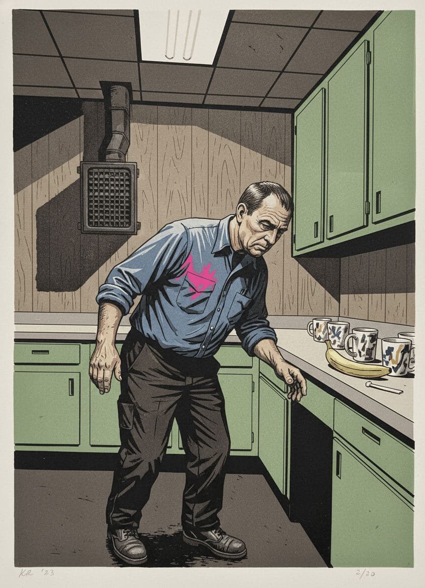 Dana Considering the Banana — print by Anya Pietrowski — MODULAR · 13 × 18 cm limited edition of 10