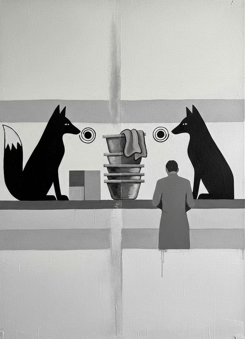 dawn kitchen mirror foxes — abstract work by Viktor Eklund — MODULAR · a one-of-a-kind original