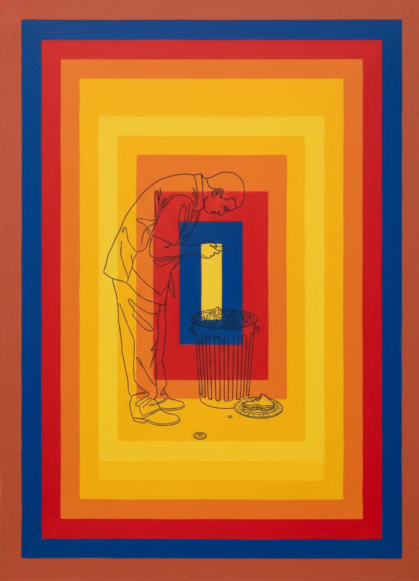 Employee Gazes at Pager — abstract work by Saskia Vandenberg — MODULAR · a one-of-a-kind original