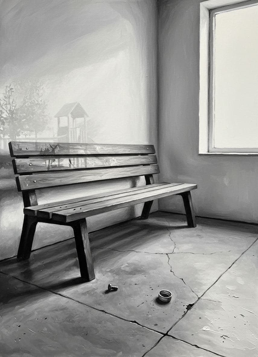 faded bench, new light — abstract work by Stefan Tannhäuser — MODULAR · a one-of-a-kind original
