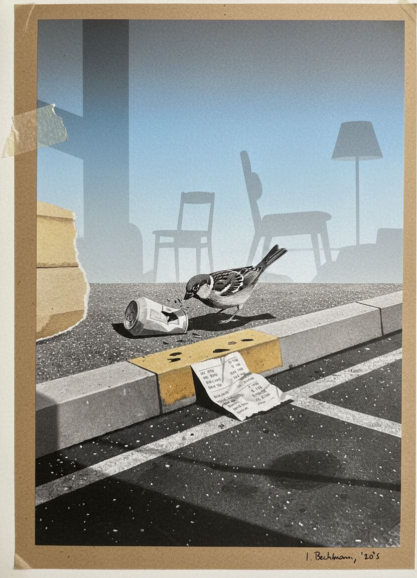 fading light, forgotten curb — collage by Irmela Bechmann — MODULAR · a one-of-a-kind original