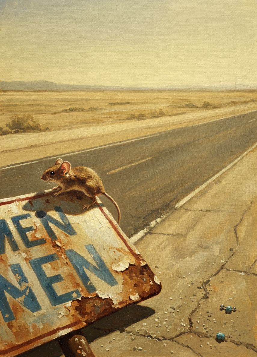 Field Mouse on the Sign — abstract work by Saskia Vandenberg — MODULAR · a one-of-a-kind original