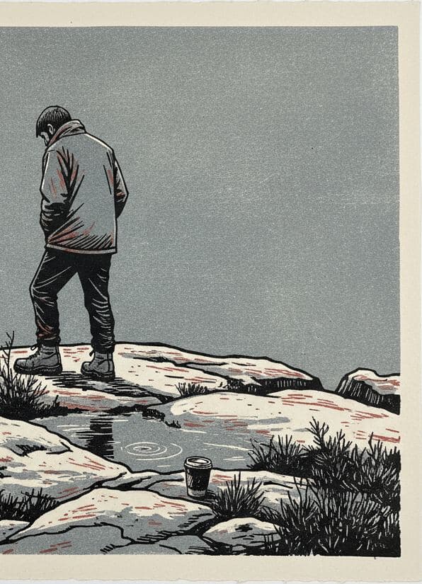Figure Caught in Gorse — print by Yuko Shimizu-Tachibana — MODULAR · 13 × 18 cm limited edition of 10