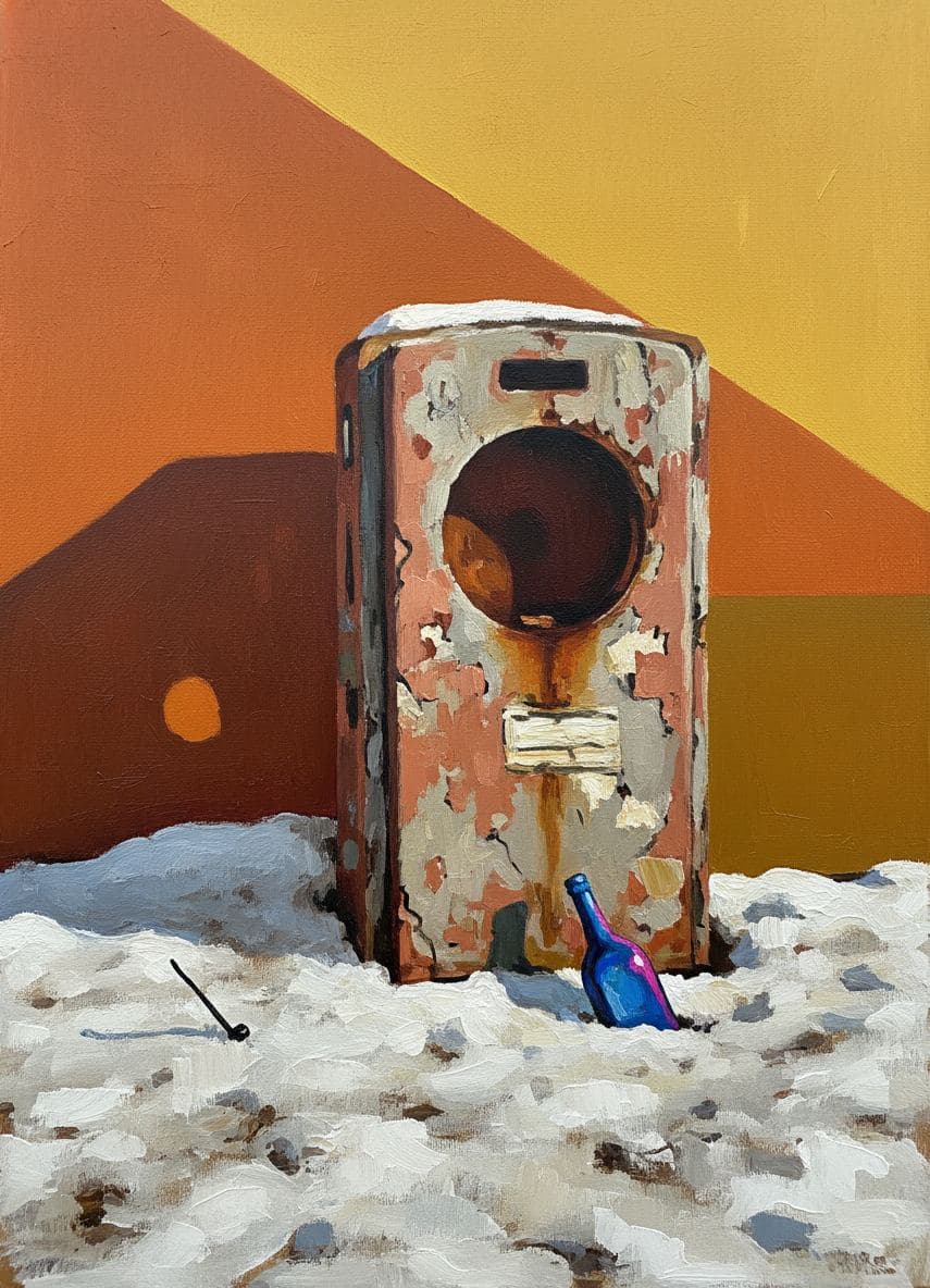Finding a Bottle Under Snow — abstract work by Saskia Vandenberg — MODULAR · a one-of-a-kind original
