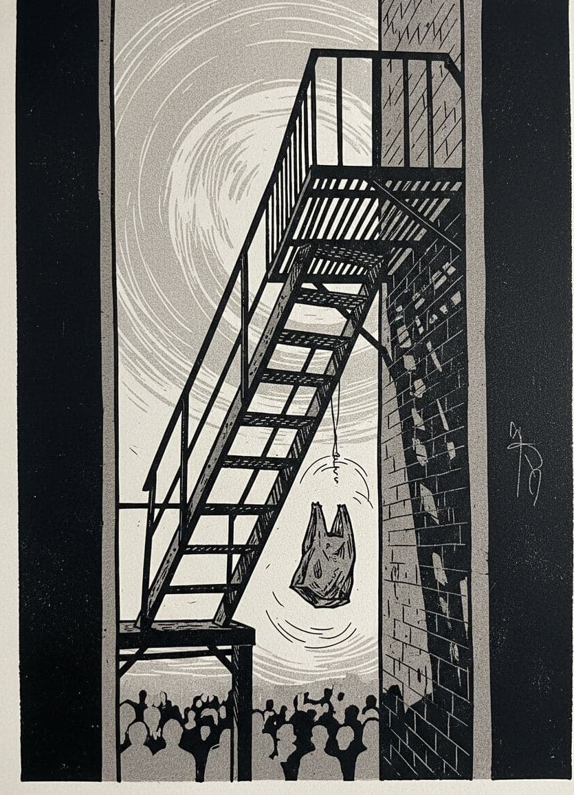 Fire Escape Against the Sky — print by Yuko Shimizu-Tachibana — MODULAR · a one-of-a-kind original