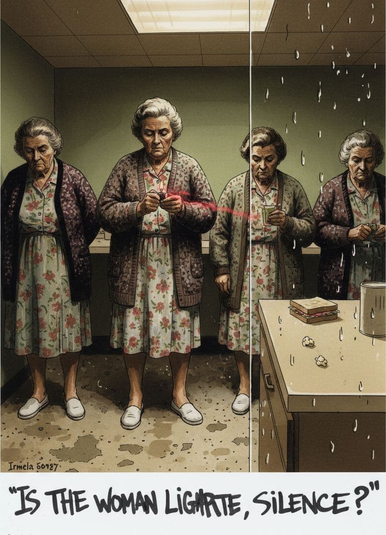 Four Women and a Lighter — collage by Irmela Bechmann — MODULAR · a one-of-a-kind original