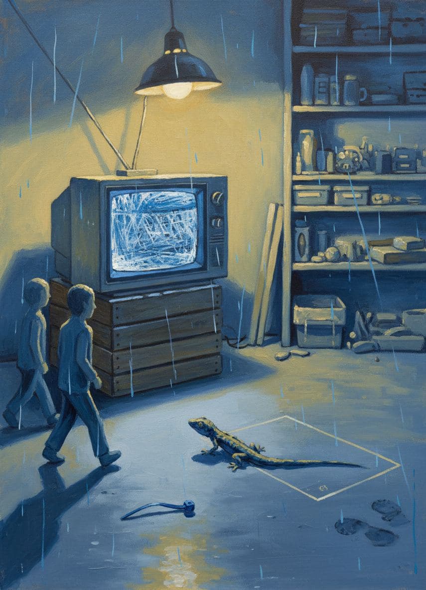 Garage with a Static Screen — abstract work by Saskia Vandenberg — MODULAR · a one-of-a-kind original
