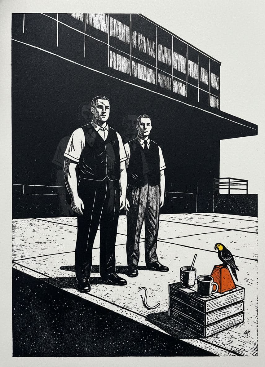Getting the Apartment Keys — print by Irmela Bechmann — MODULAR · a one-of-a-kind original