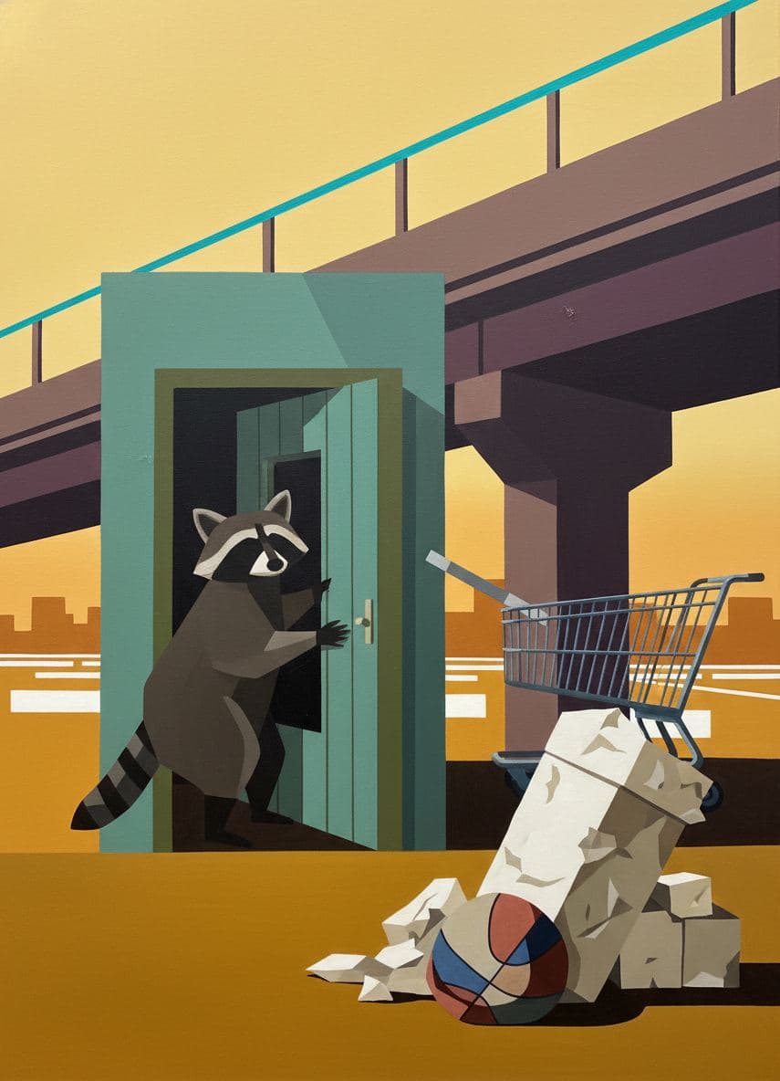 Grocery Cart in Long Shadow — abstract work by Viktor Eklund — MODULAR · a one-of-a-kind original