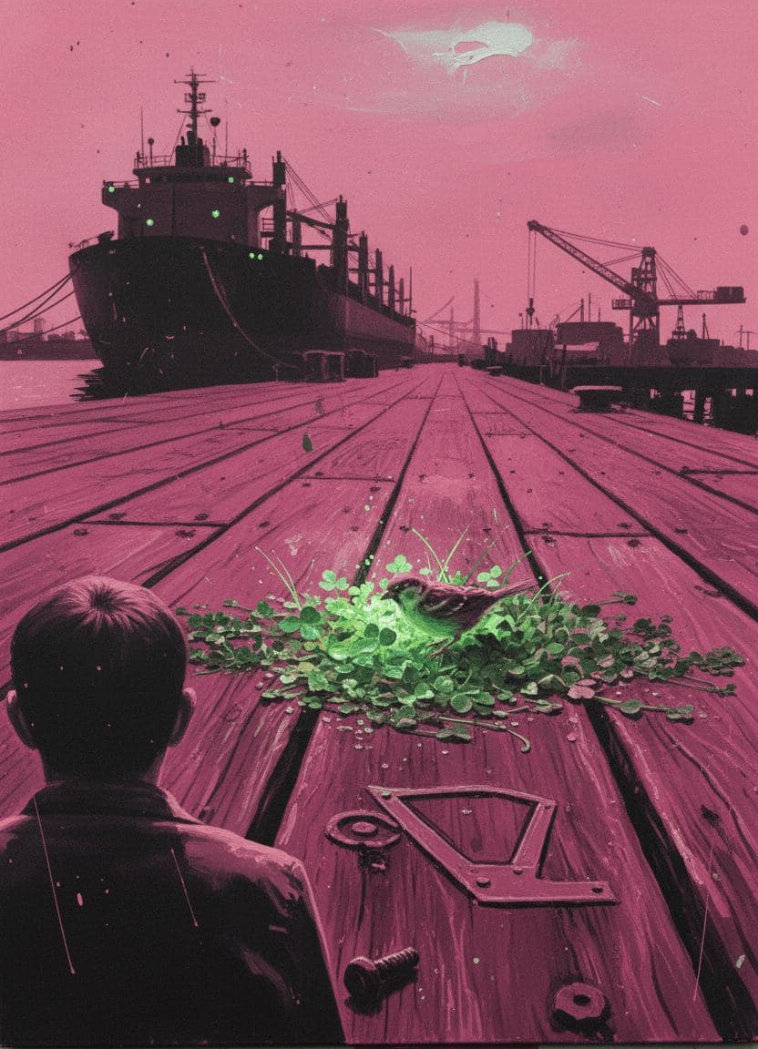 Industrial Pier with Clover — abstract work by Stefan Tannhäuser — MODULAR · 13 × 18 cm limited edition of 10