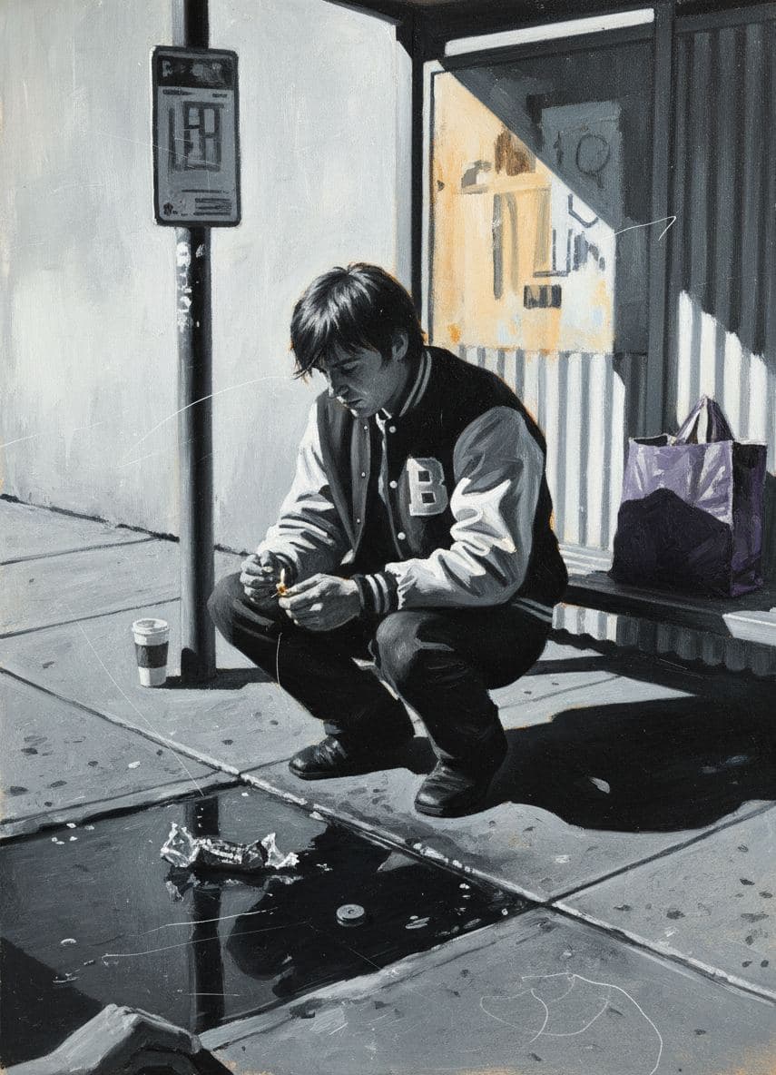 Jamie Holding the Lighter — abstract work by Stefan Tannhäuser — MODULAR · a one-of-a-kind original