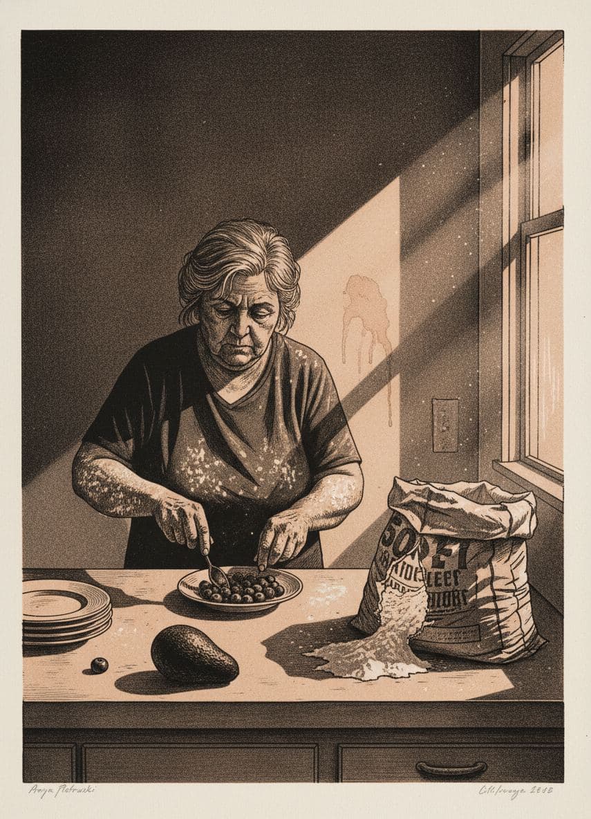 Kitchen with Spilled Flour — print by Anya Pietrowski — MODULAR · a one-of-a-kind original