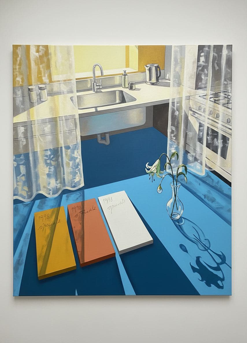 Kitchen with Wilting Lily — abstract work by Saskia Vandenberg — MODULAR · a one-of-a-kind original