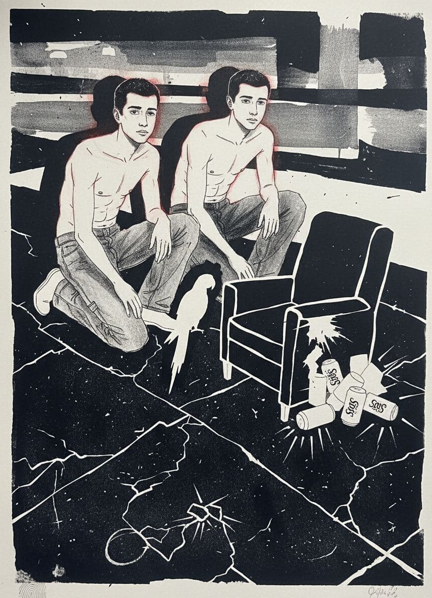 Kneeling on the Pavement — abstract work by Stefan Tannhäuser — MODULAR · a one-of-a-kind original