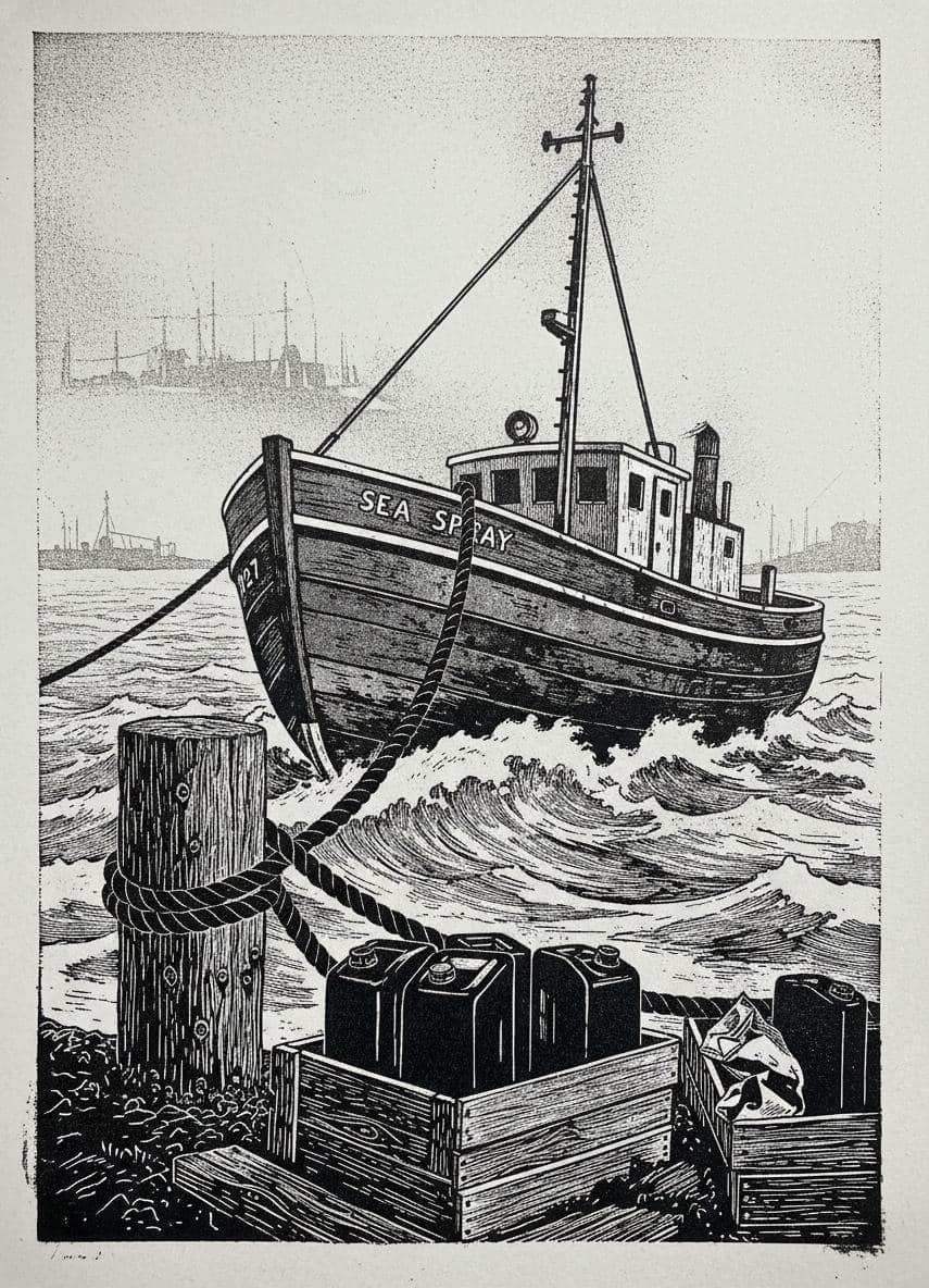 Lashing the Trawler — print by Yuko Shimizu-Tachibana — MODULAR · a one-of-a-kind original