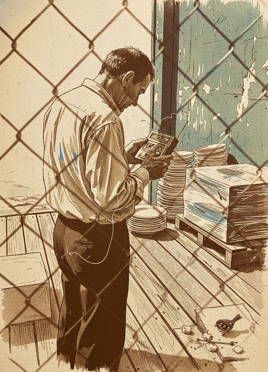 Loading Dock with a Walkman — print by Hilda Prosser — MODULAR · a one-of-a-kind original
