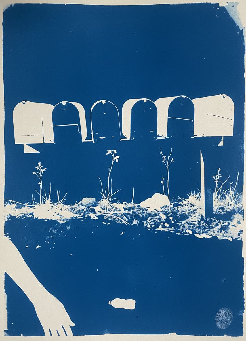 Mailboxes in a Cleared Park — abstract work by Stefan Tannhäuser — MODULAR · a one-of-a-kind original