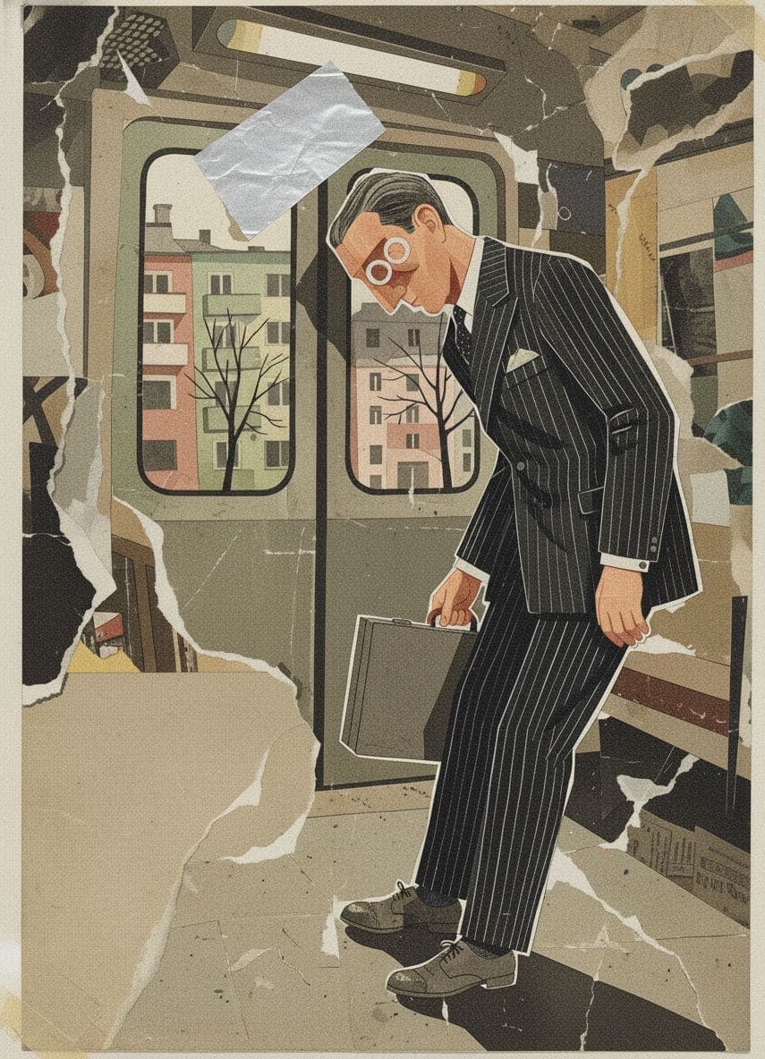Man Adjusts His Tie — collage by Irmela Bechmann — MODULAR · a one-of-a-kind original
