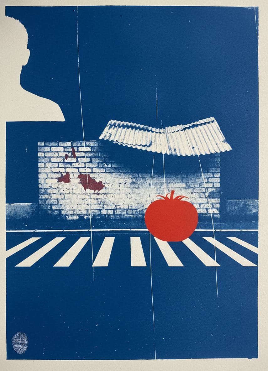 Marek Carries the Tomato — abstract work by Saskia Vandenberg — MODULAR · a one-of-a-kind original