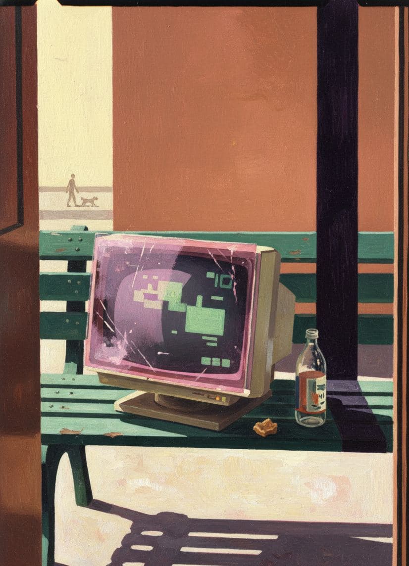 Monitor on the Park Bench — abstract work by Viktor Eklund — MODULAR · a one-of-a-kind original