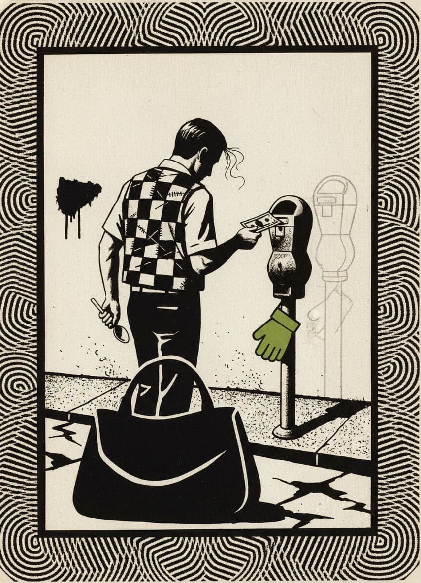 Officer Feeding the Meter — abstract work by Viktor Eklund — MODULAR · a one-of-a-kind original