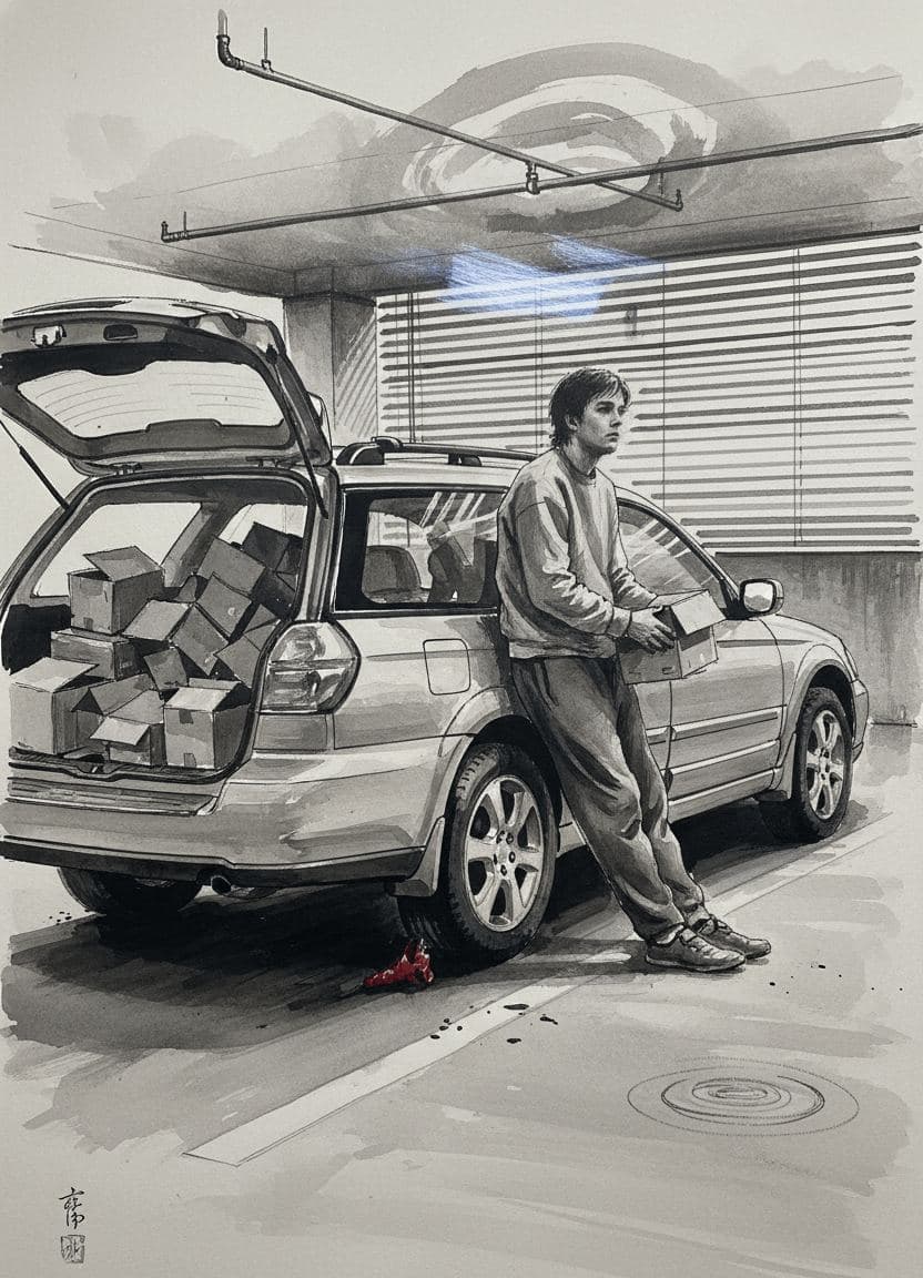 Packing the Outback — painting by Matteo Iannelli — MODULAR · 13 × 18 cm limited edition of 10