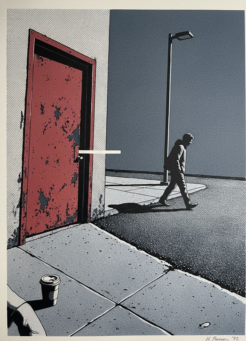 Painting the Door Red — print by Hilda Prosser — MODULAR · a one-of-a-kind original