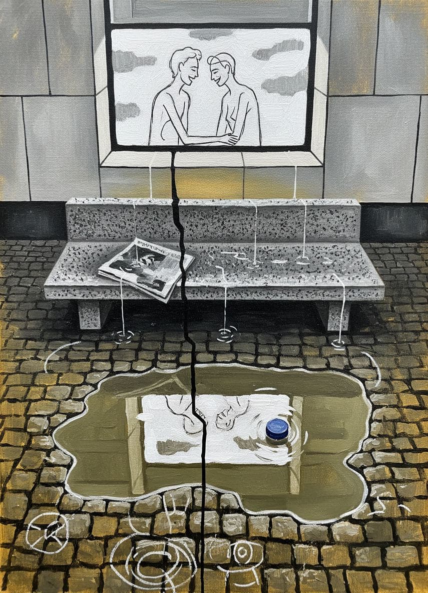 Paper on the Granite Bench — abstract work by Viktor Eklund — MODULAR · a one-of-a-kind original