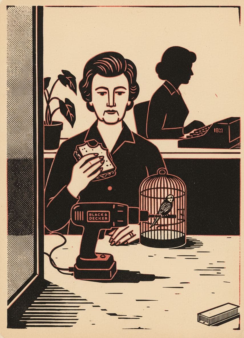 Parakeet Cheers for Friday — print by Hilda Prosser — MODULAR · a one-of-a-kind original