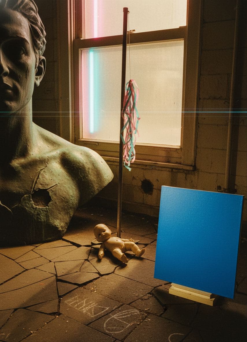 Plaza with a Limp Streamer — abstract work by Stefan Tannhäuser — MODULAR · a one-of-a-kind original