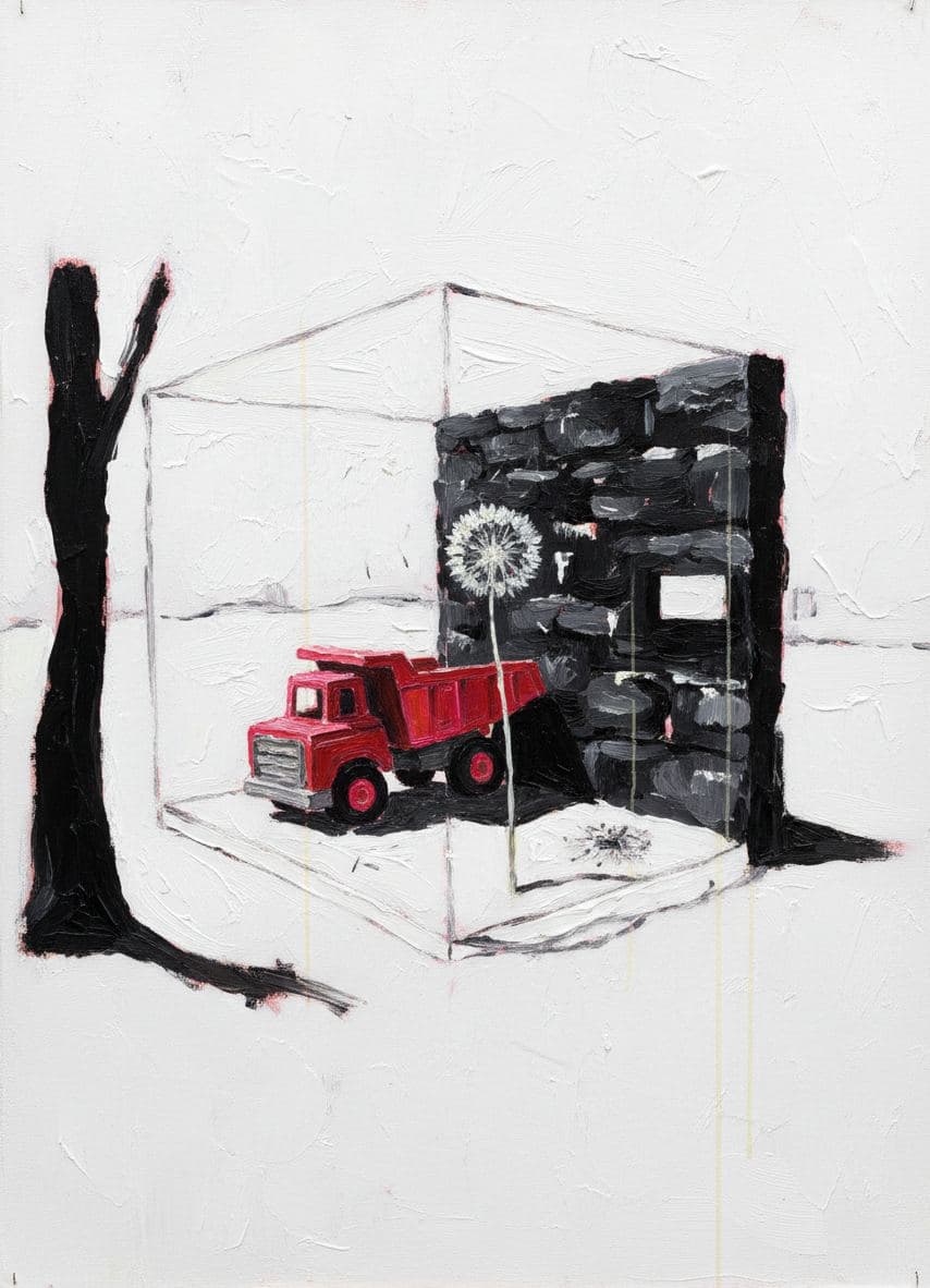 Propping Up a Red Truck — abstract work by Viktor Eklund — MODULAR · a one-of-a-kind original