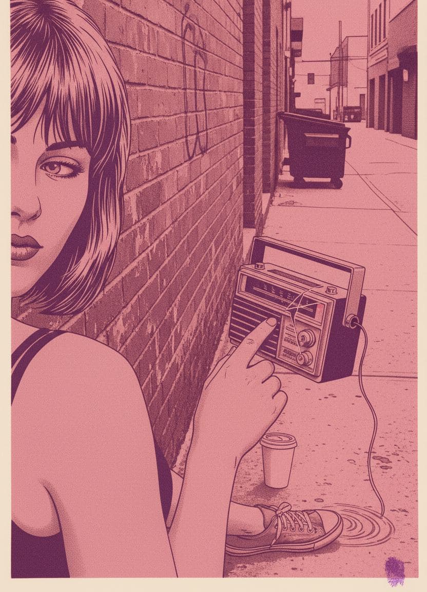 purple haze, quiet screen — print by Hilda Prosser — MODULAR · 13 × 18 cm limited edition of 10