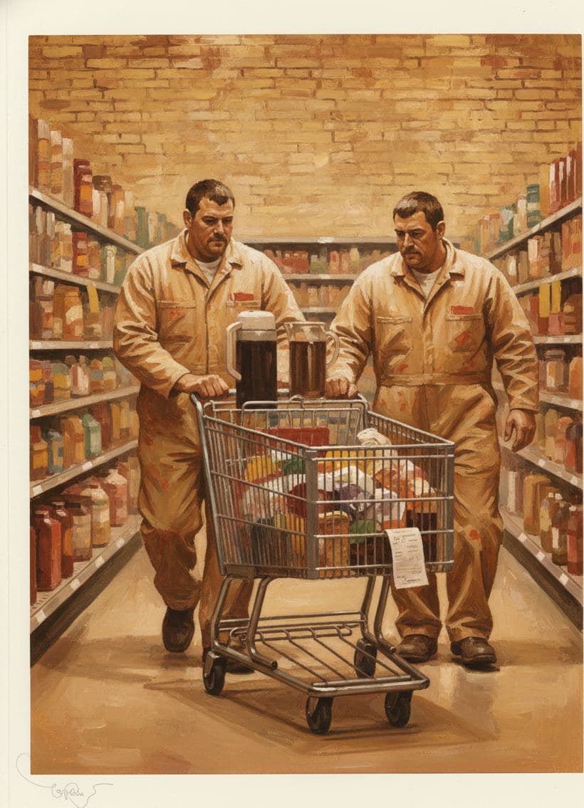 Pushing the Loaded Cart — painting by Matteo Iannelli — MODULAR · a one-of-a-kind original