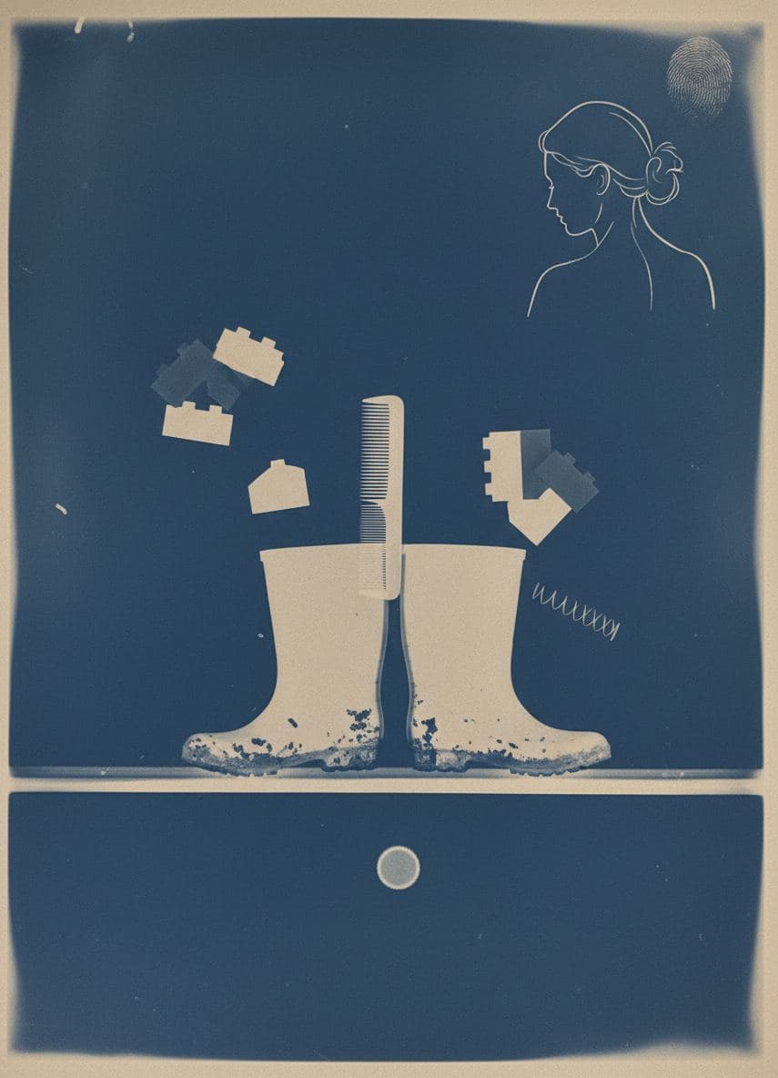 Red Boots by the Baseboard — abstract work by Stefan Tannhäuser — MODULAR · a one-of-a-kind original