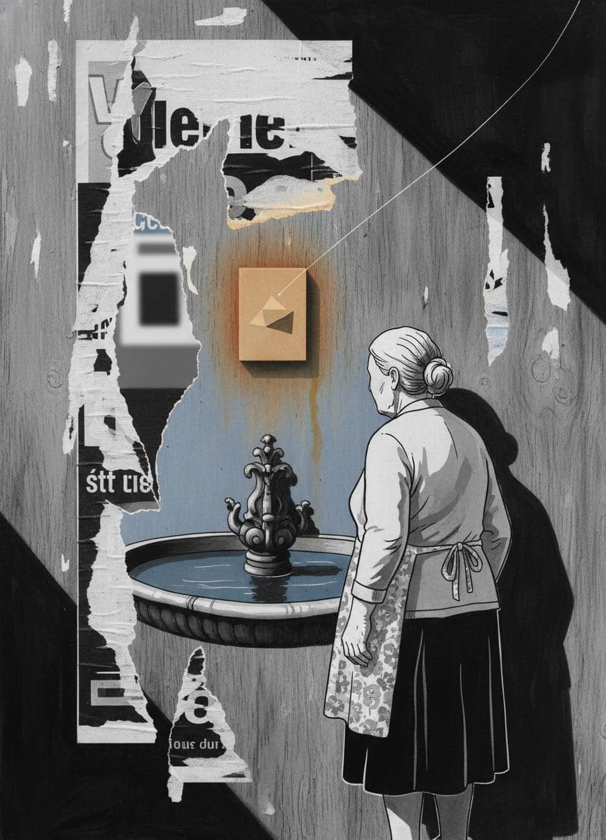 Removing the Wall Fixture — collage by Irmela Bechmann — MODULAR · a one-of-a-kind original