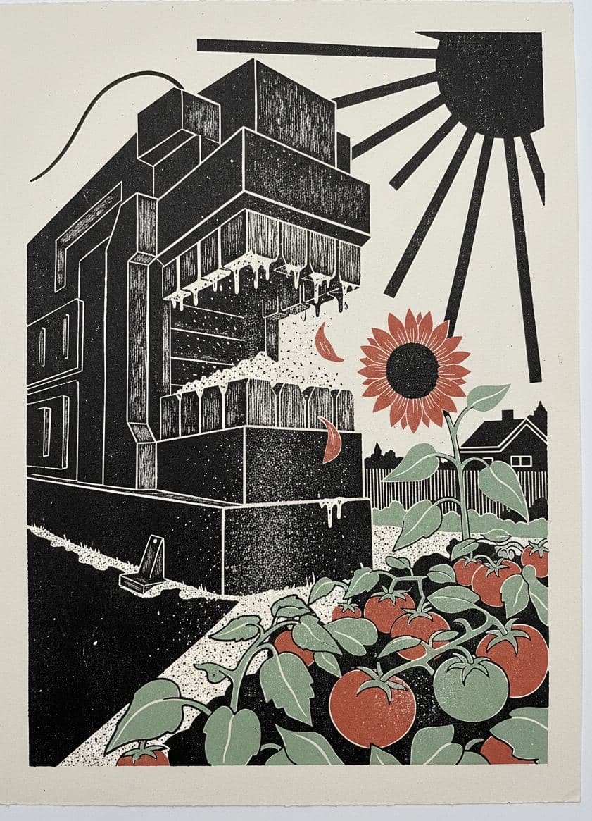 Rock Crusher and Tomatoes — print by Anya Pietrowski — MODULAR · a one-of-a-kind original
