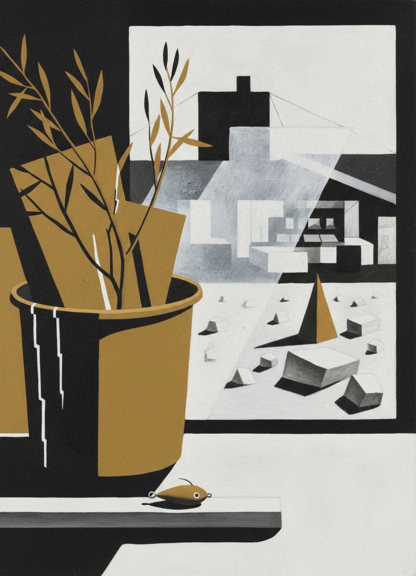Safety Cone at Dusk — abstract work by Viktor Eklund — MODULAR · 13 × 18 cm limited edition of 10