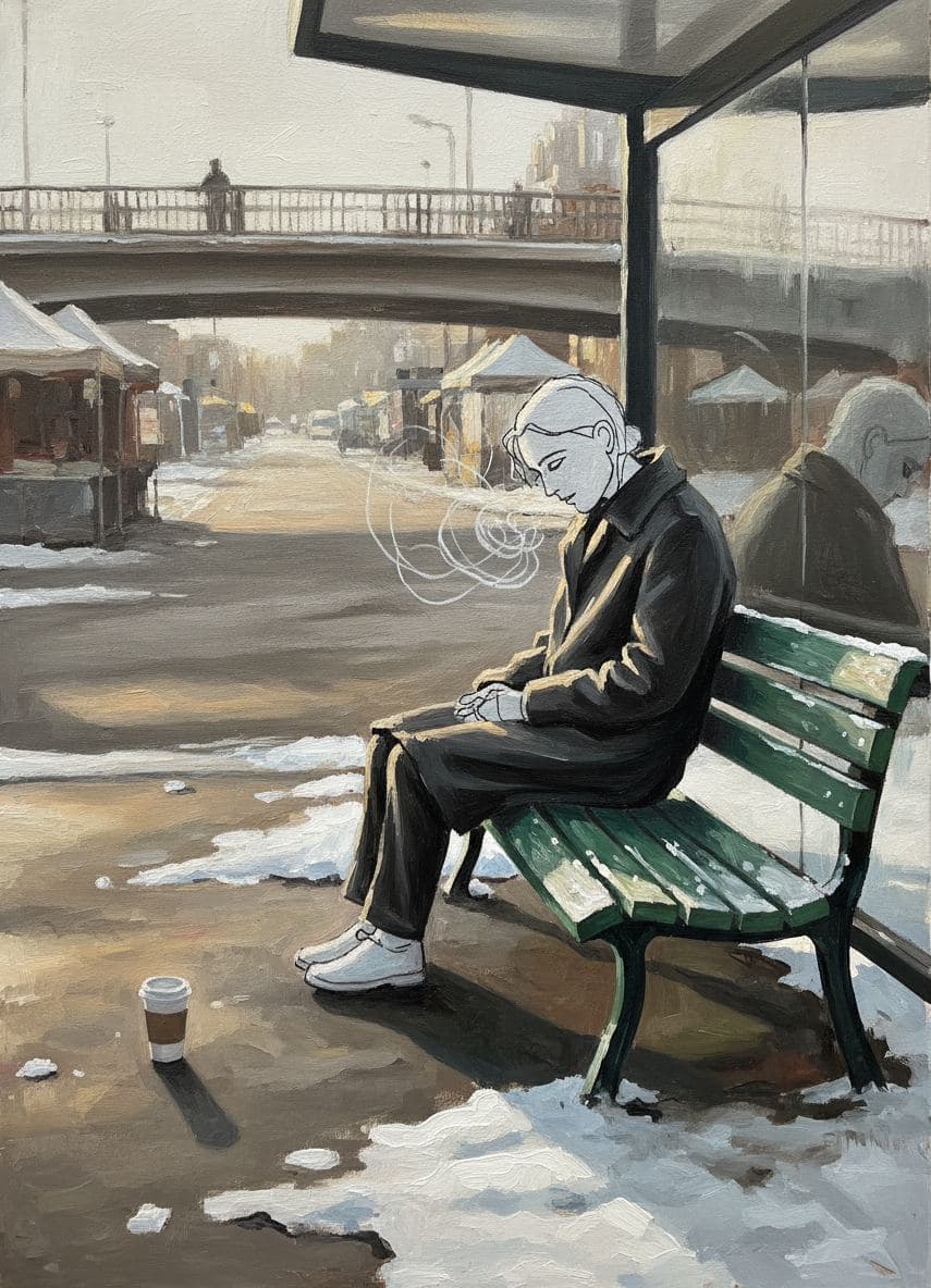 Someone Facing the Cold — abstract work by Saskia Vandenberg — MODULAR · a one-of-a-kind original
